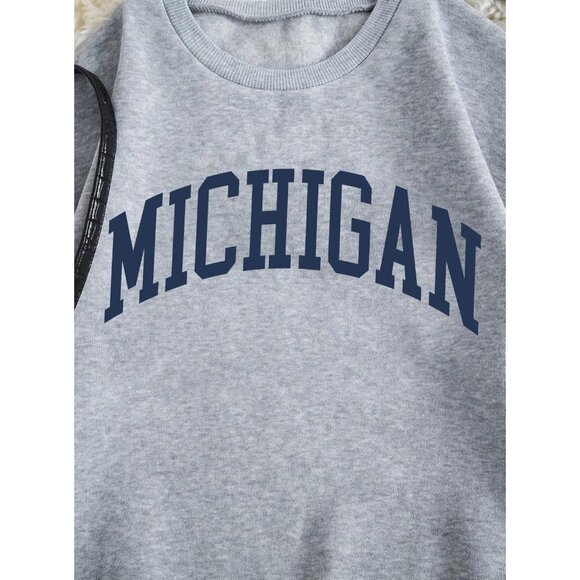 ⚡Women Grey Imported Graphic Crewneck Casual Long Sleeve Pullover Sweatshirt - Picture 3 of 5